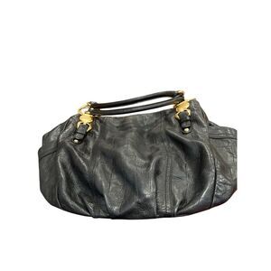 B Makowsky Leather Black Handbag